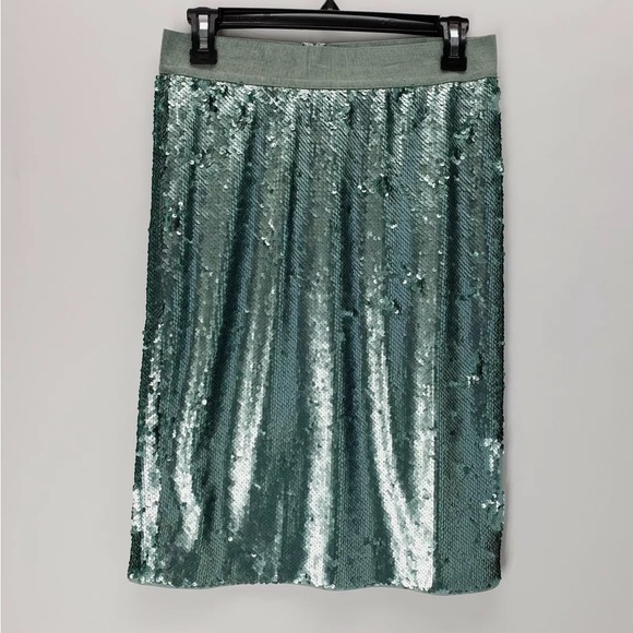 EUC Vince Camuto Sz 8 aquamarine sequin pencil skirt (worn 1 time) - Picture 3 of 10